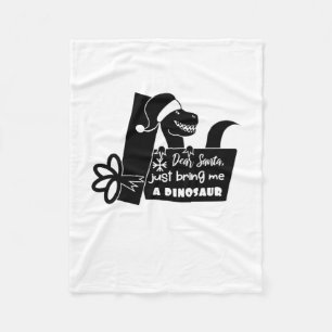Dear Santa, just bring me a dinosaur black Fleece Blanket