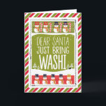 Dear Santa Just Bring Washi Snowman Card<br><div class="desc">Perfect for washi tape lovers and crafty friends, this festive card features cheerful snowmen and a fun Dear Santa Just Bring Washi message. A lighthearted holiday card that adds humor, color, and creativity to any Christmas greeting.</div>