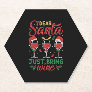Dear Santa Just Bring Wine Paper Coaster
