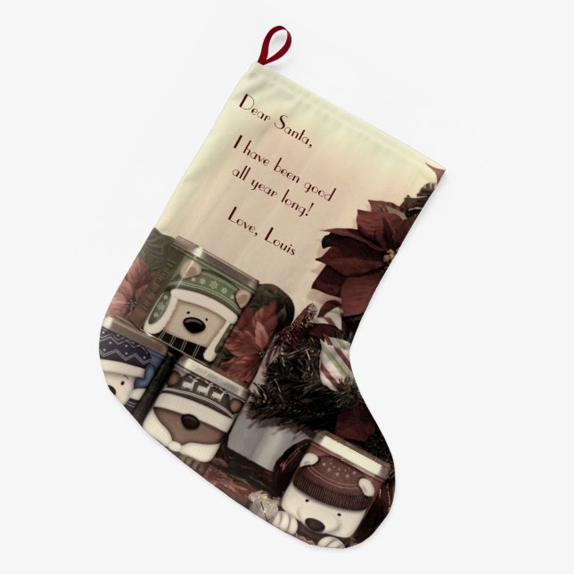 Dear Santa Large Christmas Stocking (Front (Hanging))
