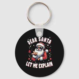Dear Santa Let Me Explain Xmas Christmas Pajama Fa Keychain