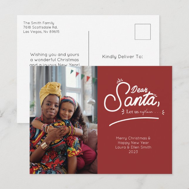 Dear Santa, Let Us Explain Photo Holiday Postcard (Front/Back)