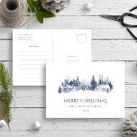 Dear Santa Letter Blue Christmas Winter Village Postcard<br><div class="desc">Dear Santa Letter Blue Christmas Winter Village Postcard. A elegant letter to Santa in a classic style featuring monochrome winter landscape in navy blue and white colours. Stylish and elegant design.</div>