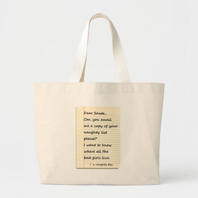 DEAR SANTA LETTER from a naughty boy Large Tote Bag (Front)