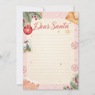  Dear Santa Letter Template   Pastel Pink & Gold