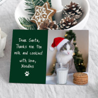 Dear Santa Milk and Cookies Green Pet Photo Funny