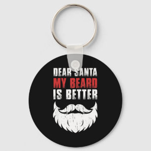 Dear Santa My Beard Is Better Funny Christmas Bear Keychain