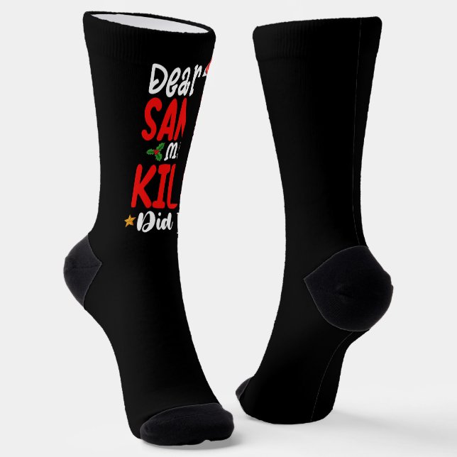 Dear Santa My Kids Did It Christmas Dad Mom Socks (Angled)
