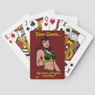 DEAR SANTA.. MY LAWYER WILL... funny christmas Playing Cards