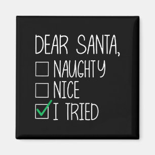 Dear Santa Nice Naughty I Tried Christmas List Xma Magnet