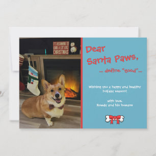 "Dear Santa Paws" Customizable Pet Holiday Card