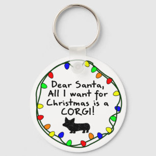 Dear Santa Pembroke Welsh Corgi Keychain