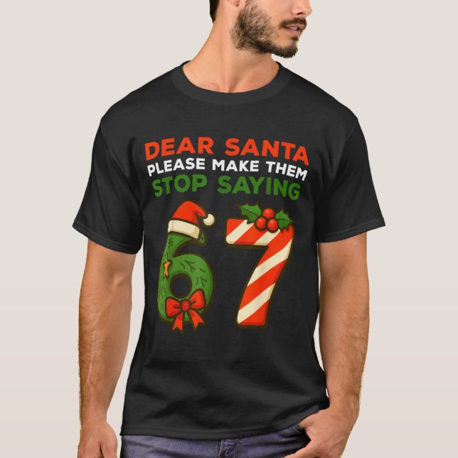 Dear Santa Please Make Them Stop Saying 67 Funny C T-Shirt (Front)