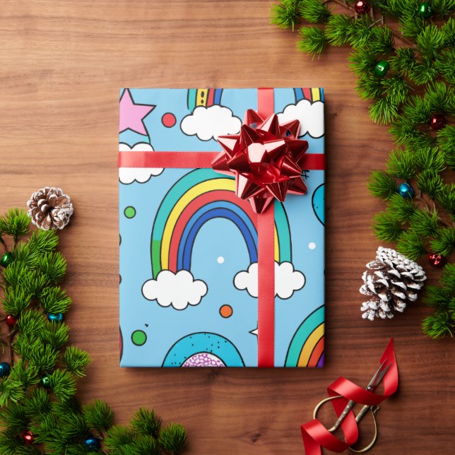 Dear Santa Rainbow Custom Pattern Wrapping Paper (Holiday Gift)