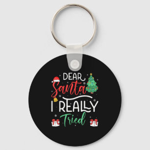 Dear Santa Really Tried Snowflake Present Christma Keychain