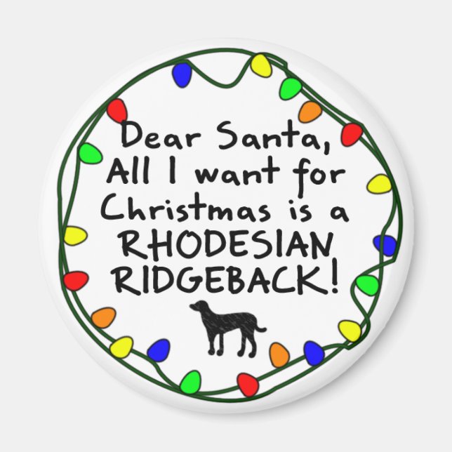 Dear Santa Rhodesian Ridgeback Magnet (Front)