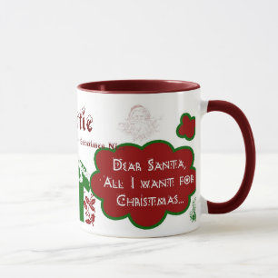 Dear Santa Ringer Mug - Personalize Name/Message