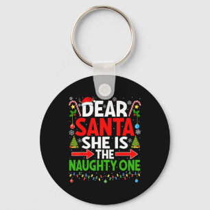 Dear Santa She's Naughty One Christmas Couple Paja Keychain