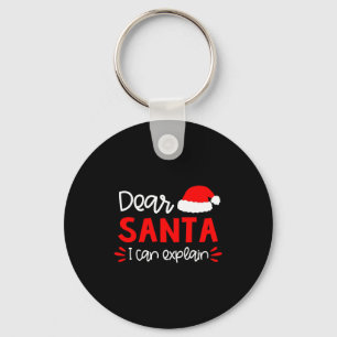 Dear Santa Shirt Funny Matching Family Christmas P Keychain