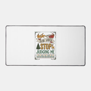 Dear Santa Stop Judging Me Christmas Reindeer Tree Desk Mat