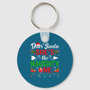 Dear santa the naughty one couples christmas keychain
