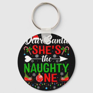 Dear santa the naughty one couples christmas keychain