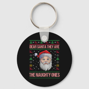 Dear Santa They Are The Naughty Ones Xmas Pyjamas Keychain