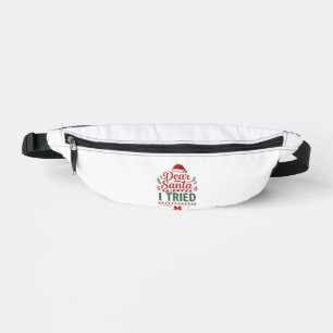 Dear Santa Tried Christmas Hat Present Box Fanny Pack