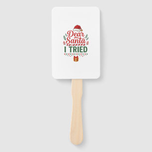 Dear Santa Tried Christmas Hat Present Box Hand Fan