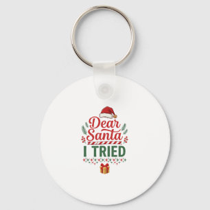 Dear Santa Tried Christmas Hat Present Box Keychain