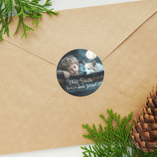 Dear Santa We've Been Good Holiday Photo Classic Round Sticker (Creator Uploaded)