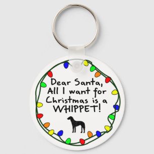 Dear Santa Whippet Keychain