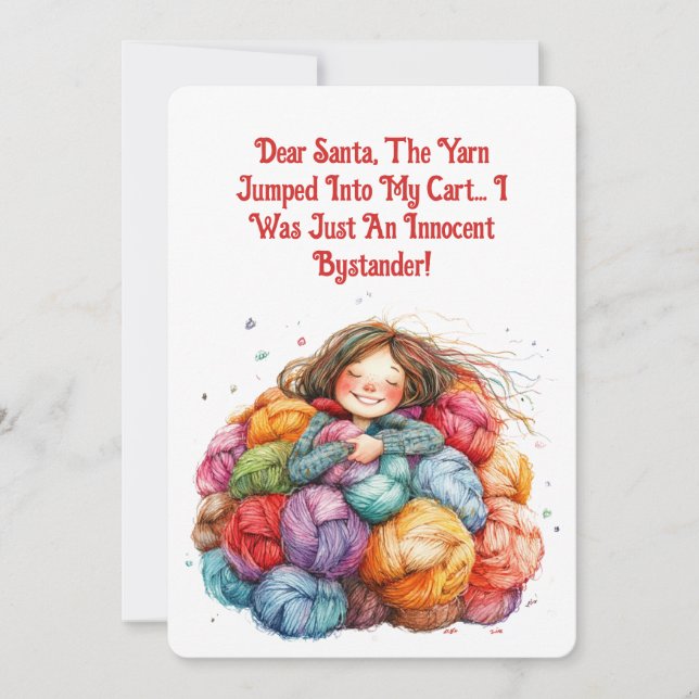Dear Santa Yarn Shopping Excuse Funny Knitter's  Holiday Card (Front)