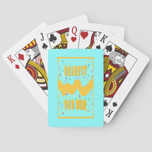 Dearest Dad Bear fun design med blue mustard colou Playing Cards (Back)