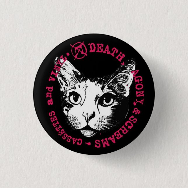 Death, Agony, & Screams Cassettes and Vinyl 1 Inch Round Button (Front)