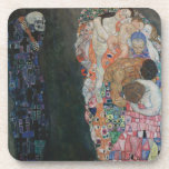 Death and Life by Gustav Klimt Vintage Art Nouveau Coaster<br><div class="desc">Death and Life (1908) by Gustav Klimt is a vintage Victorian Era Symbolism fine art painting featuring two separate parts, Life and Death. On the left death is depicted by a classic grim reaper with a grinning skull, covered in a dark robe adorned with a religious cross. On the right...</div>