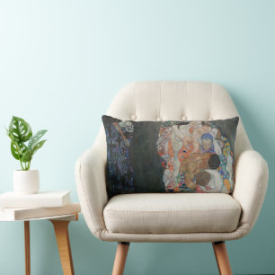 Death and Life by Gustav Klimt Vintage Art Nouveau Lumbar Pillow