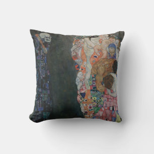 Death and Life by Gustav Klimt Vintage Art Nouveau Throw Pillow