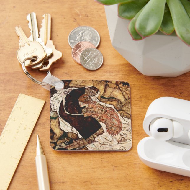Death And The Maiden by Egon Schiele Keychain (Desk)