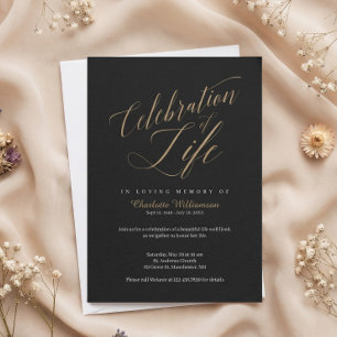 Death Anniversary Celebration of Life Calligraphy Invitation