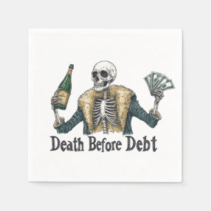 Death Before Debt - Vintage Skull Illustration Napkin