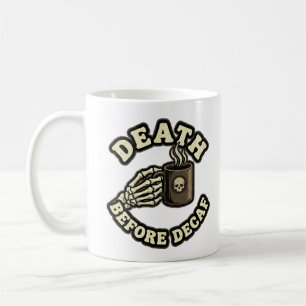 Death Before Decaf Funny Retro Skull & Coffee Coffee Mug