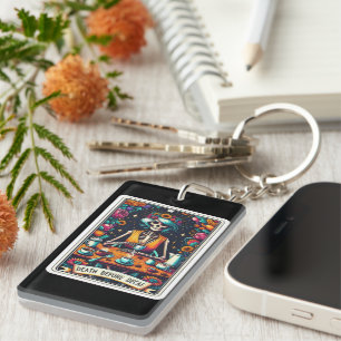 Death Before Decaf Tarot Card Collection Keychain