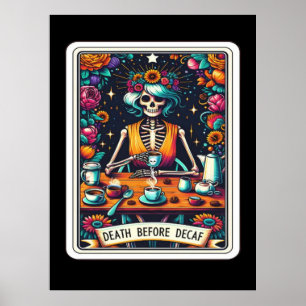 Death Before Decaf Tarot Card Collection Poster