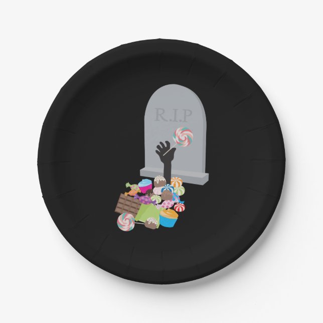 Death by Candy Halloween Design Paper Plate (Front)
