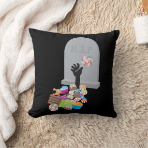 Death by Candy Halloween Design Throw Pillow