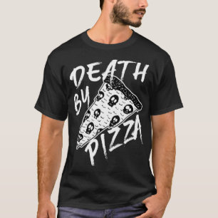 Death by Pizza Pepperoni Skulls Metal Text Hallow T-Shirt