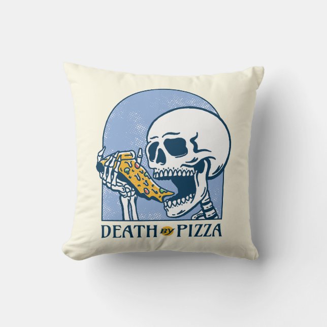 Death by Pizza Throw Pillow (Front)