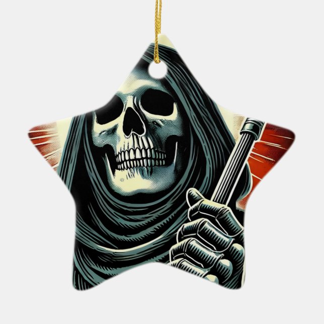 death character illustration ceramic ornament (Front)