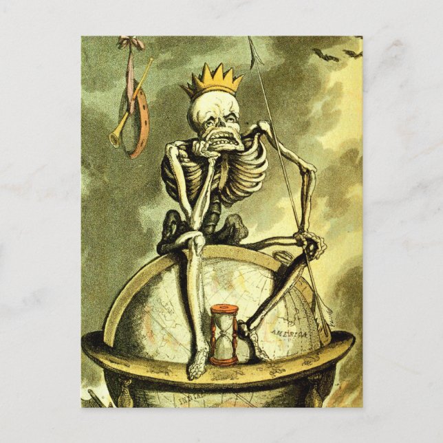 Death Conquers the Globe Postcard (Front)